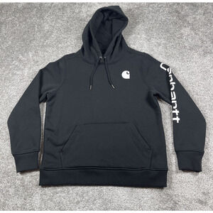 Carhartt Hoodie Womens Medium Relaxed Fit Fleece Cozy Outdoors Black